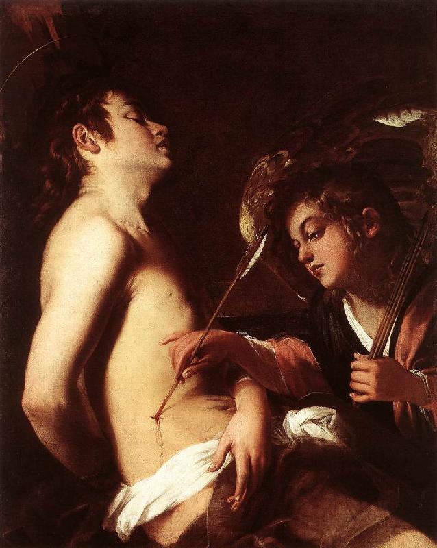 BAGLIONE, Giovanni St Sebastian Healed by an Angel  ed Sweden oil painting art
